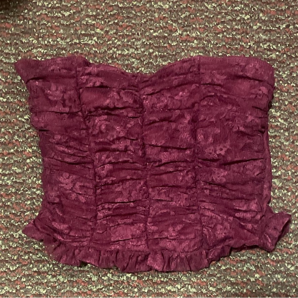 Elegant Burgundy Lace Tube Top